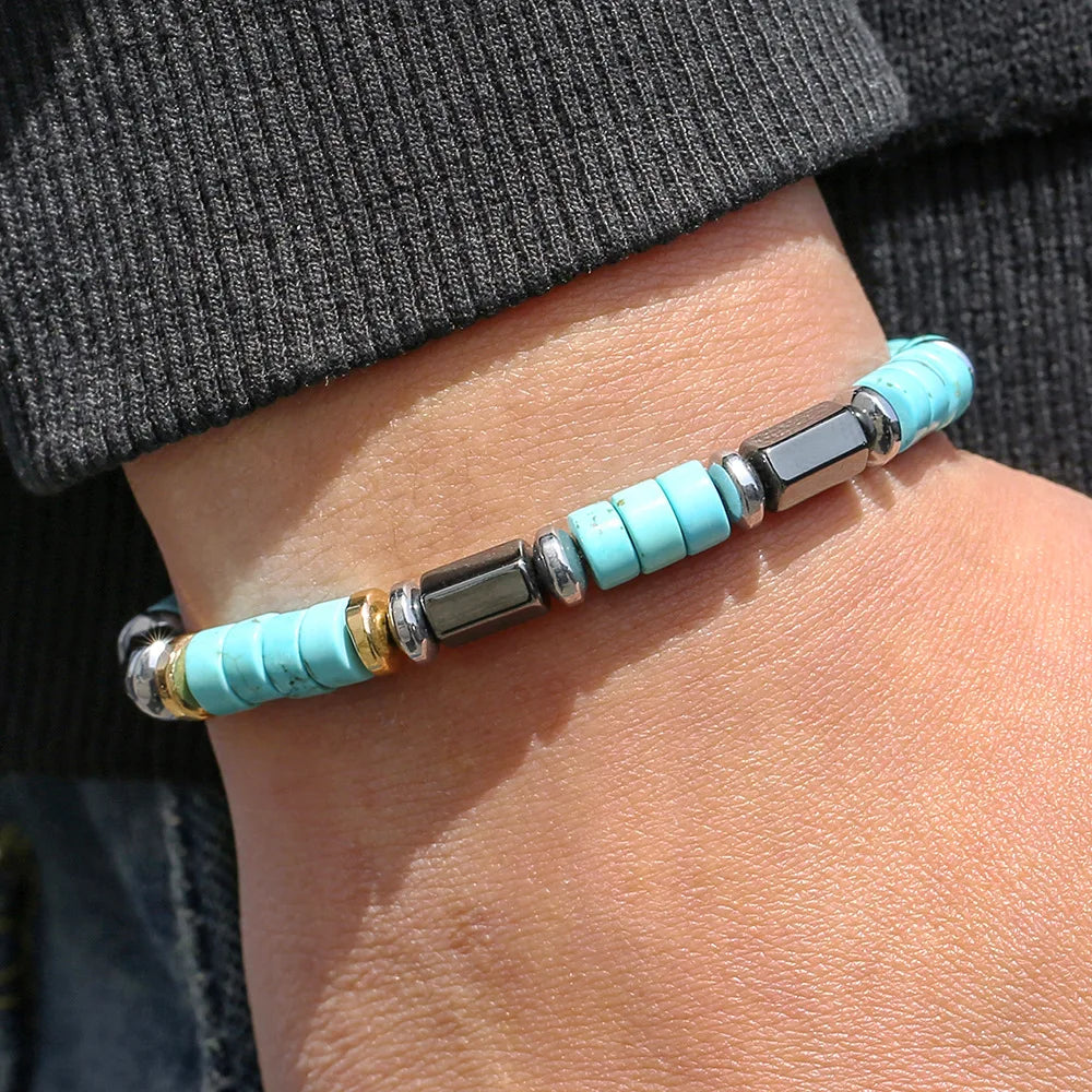Blue Stone Bead Bracelet