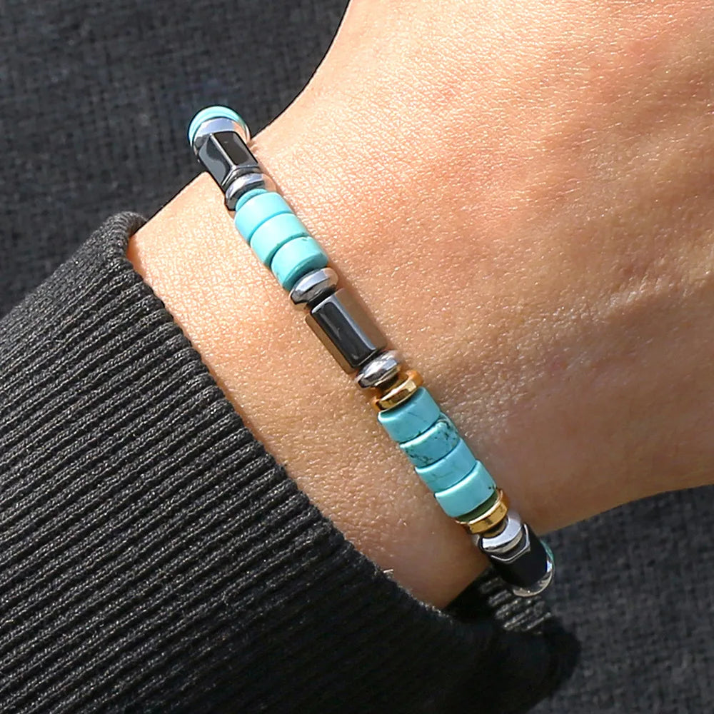 Blue Stone Bead Bracelet