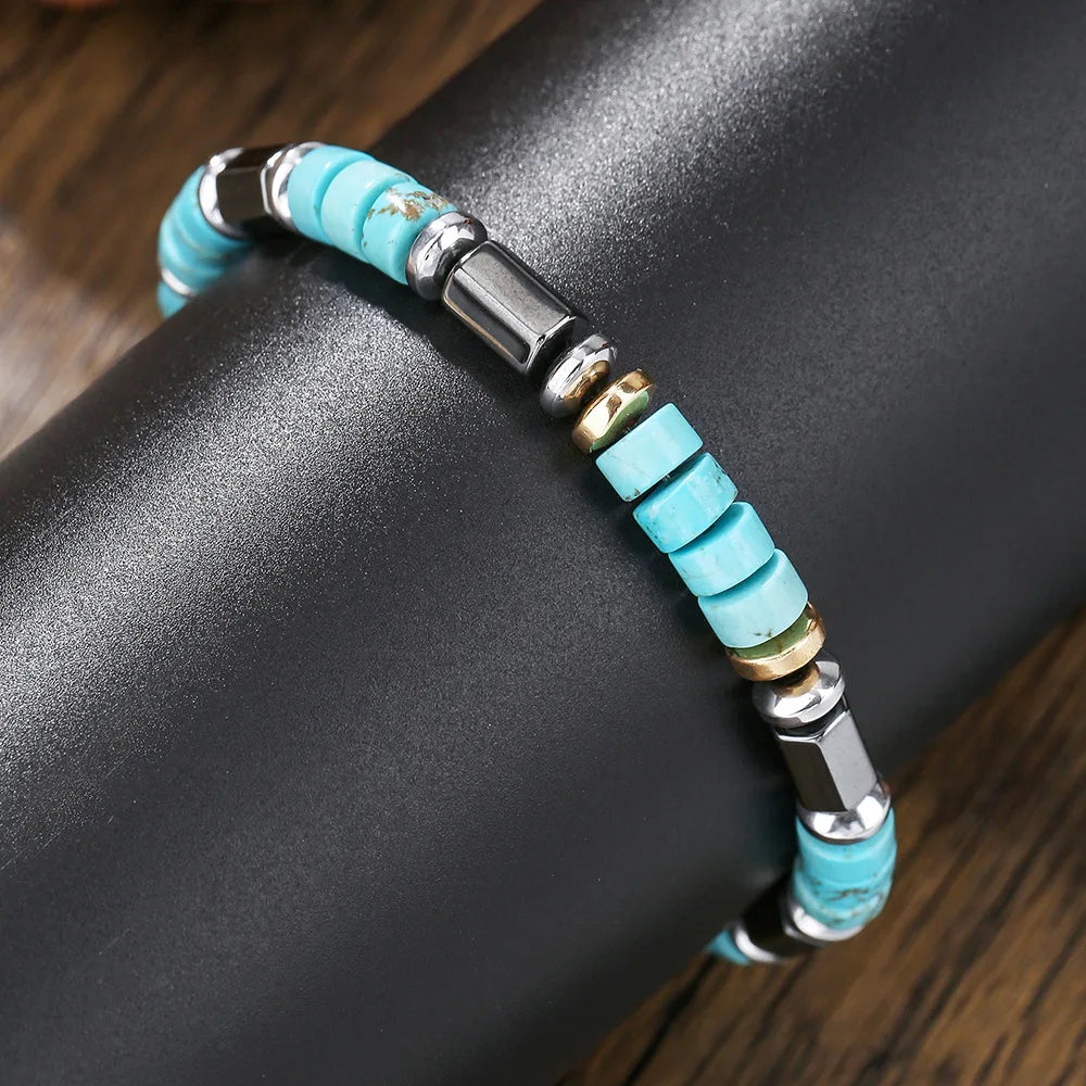 Blue Stone Bead Bracelet